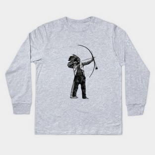 Native American warrior Indian Archer Kids Long Sleeve T-Shirt